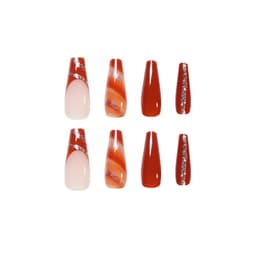 image-Wear Nail Maple Leaf Red Manicure French Nail Tip Long Nail Patch Press On Nail Smudges Manicure