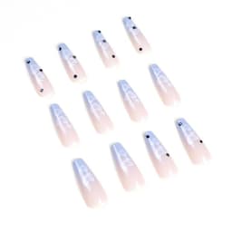 image-Wear Nail Nail Stickers Peach Heart Nail Tip Rhinestone Nails Patch False Nails Manicure Wear Nail