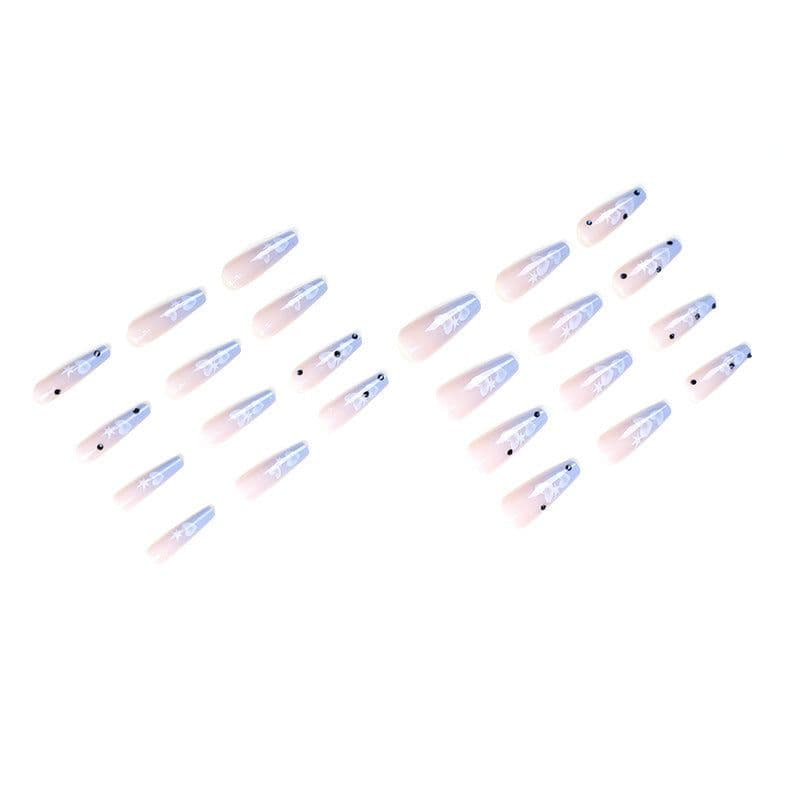 image-Wear Nail Nail Stickers Peach Heart Nail Tip Rhinestone Nails Patch False Nails Manicure Wear Nail