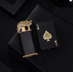image-Creative Personality Cool Playing Cards Inflatable Electronic Windproof Lighter