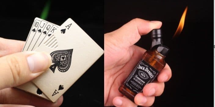 image-Creative Personality Cool Playing Cards Inflatable Electronic Windproof Lighter