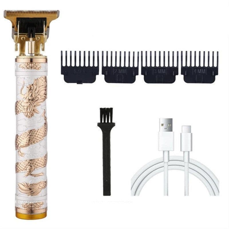 image-Carved Electric Clipper For Hair Salon Retro Oil Head Clippers Professional White Hair Trimming Panlong Hair Clipper