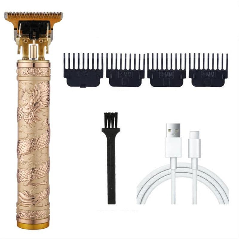 image-Carved Electric Clipper For Hair Salon Retro Oil Head Clippers Professional White Hair Trimming Panlong Hair Clipper