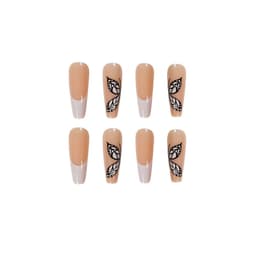 image-White French Butterfly Fake Nails Press On Nail Nail Stickers Nail Shaped Piece Wear Finished Nail Beauty