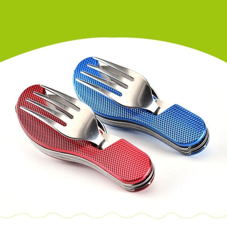 image-Outdoor Camping Multifunctional Dining Knife Folding Knife, Fork And Spoon