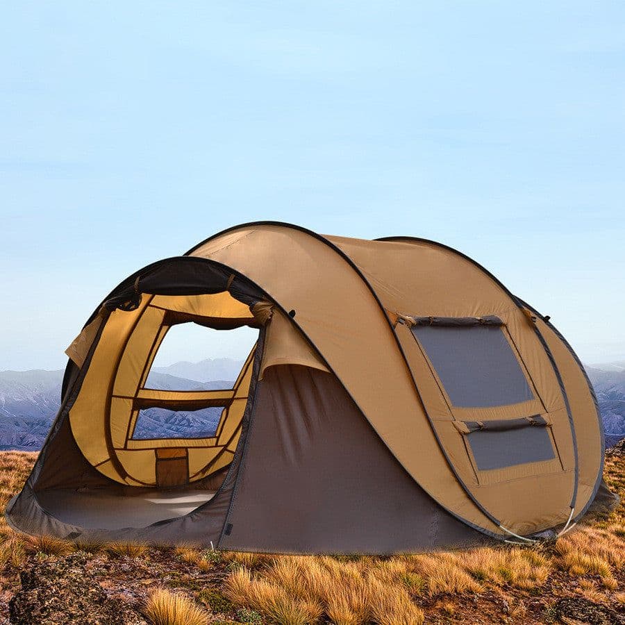 image-Outdoor Automatic Tent 3-4 People Quickly Building-free Boat Tent Multi-person Camping Park Tent Rainproof