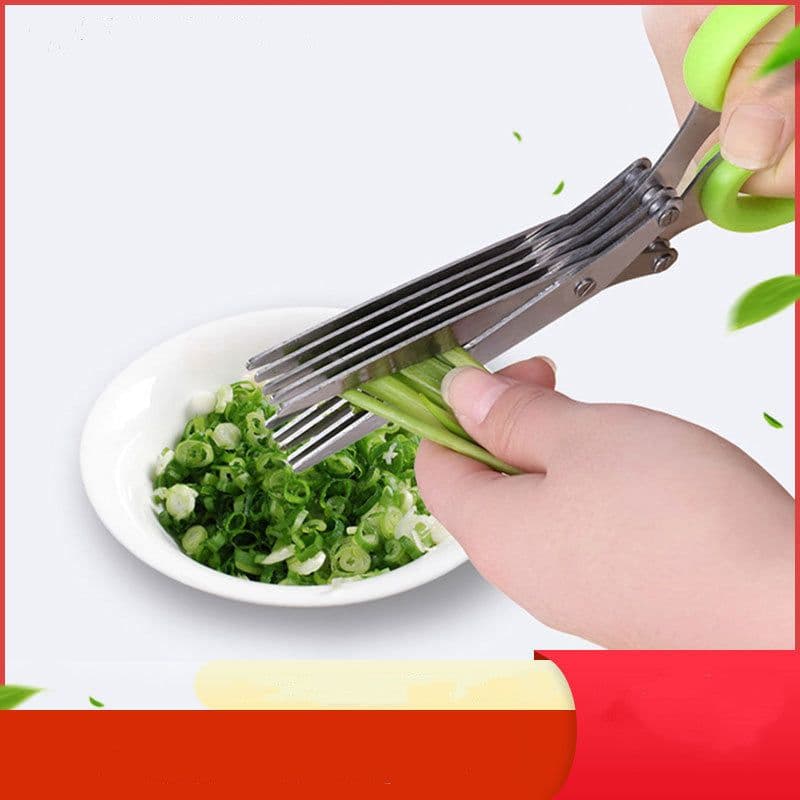 image-Kitchen Broken Chopped Green Onion Scissors Multi-purpose Stainless Steel Five-layer Scissors Shredding Scissors Five-layer Seaweed Broken Multi-layer Scissors