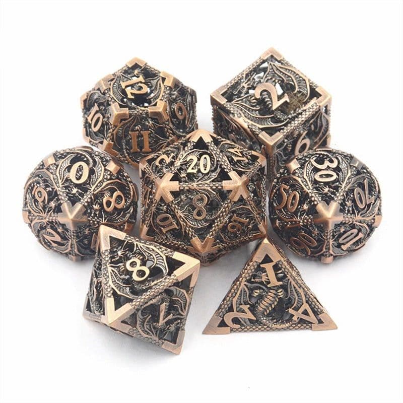 image-Hollow Dice Pure Copper Electroplating Dice DND Dragon And Dungeons Running Group Metal Dice