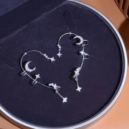 image-Moon Splash Star River Design Super Fairy Star Moon Ear Clip Ear Hanging Japanese And Korean Girl No Pierced Cold Wind Ear Rings