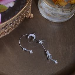 image-Moon Splash Star River Design Super Fairy Star Moon Ear Clip Ear Hanging Japanese And Korean Girl No Pierced Cold Wind Ear Rings