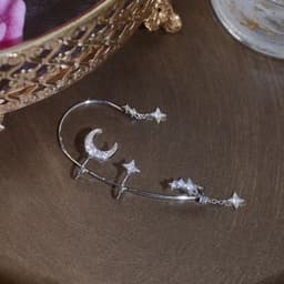 image-Moon Splash Star River Design Super Fairy Star Moon Ear Clip Ear Hanging Japanese And Korean Girl No Pierced Cold Wind Ear Rings