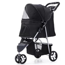 image-Lightweight Folding Pet Trolley Dogs And Cats Dog Out Stroller Three-wheeled Pet Stroller Dog Out Stroller Supplies