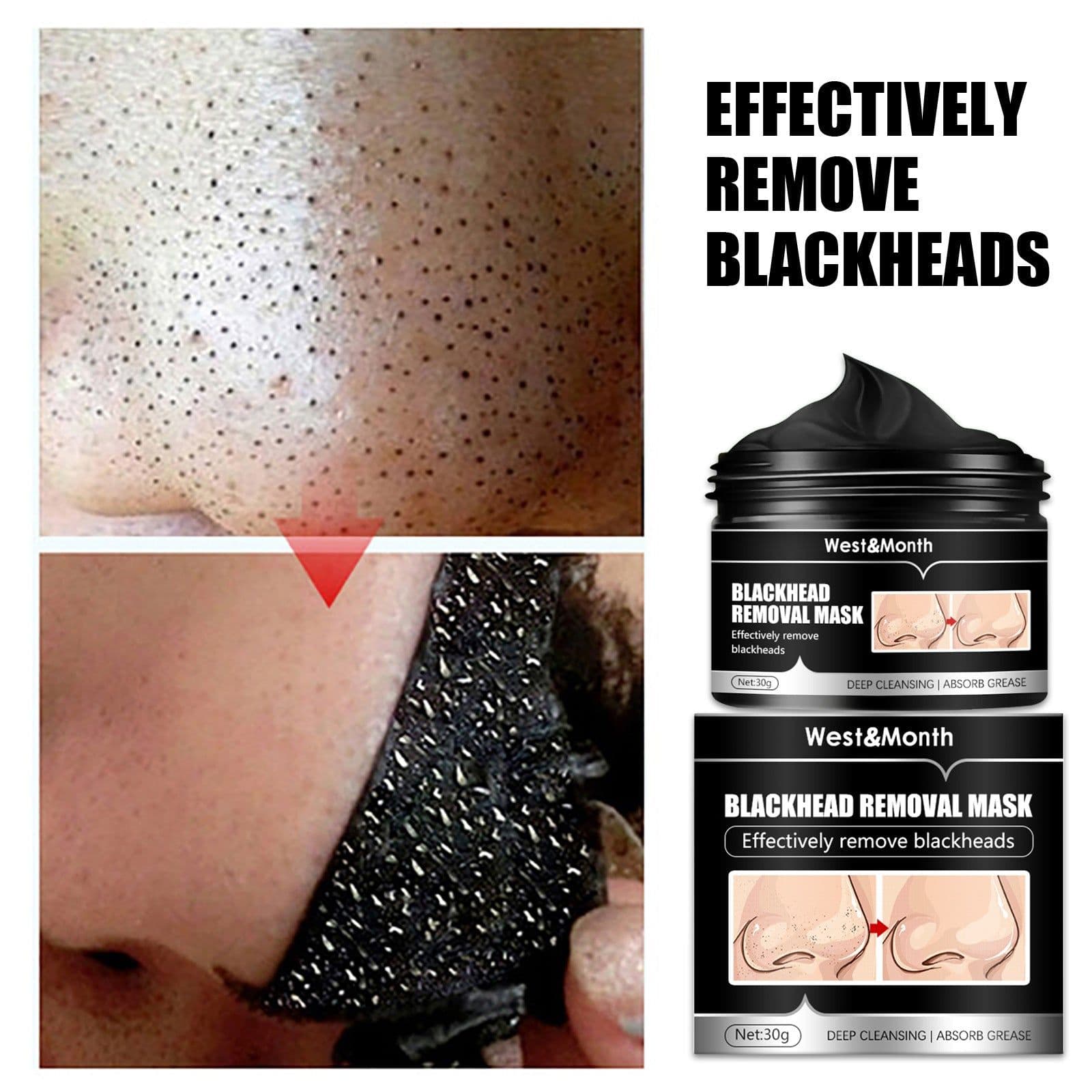 image-Bamboo Charcoal Blackhead Suction Mask Cleaning Tear And Pull Nose Mask Blackhead Suction Acne