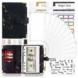 image-Spot Cross-border A6 Loose-leaf Binder Journal Book Marbling Notebook Leather PU6 Hole Loose Spiral Notebook Cash Budget