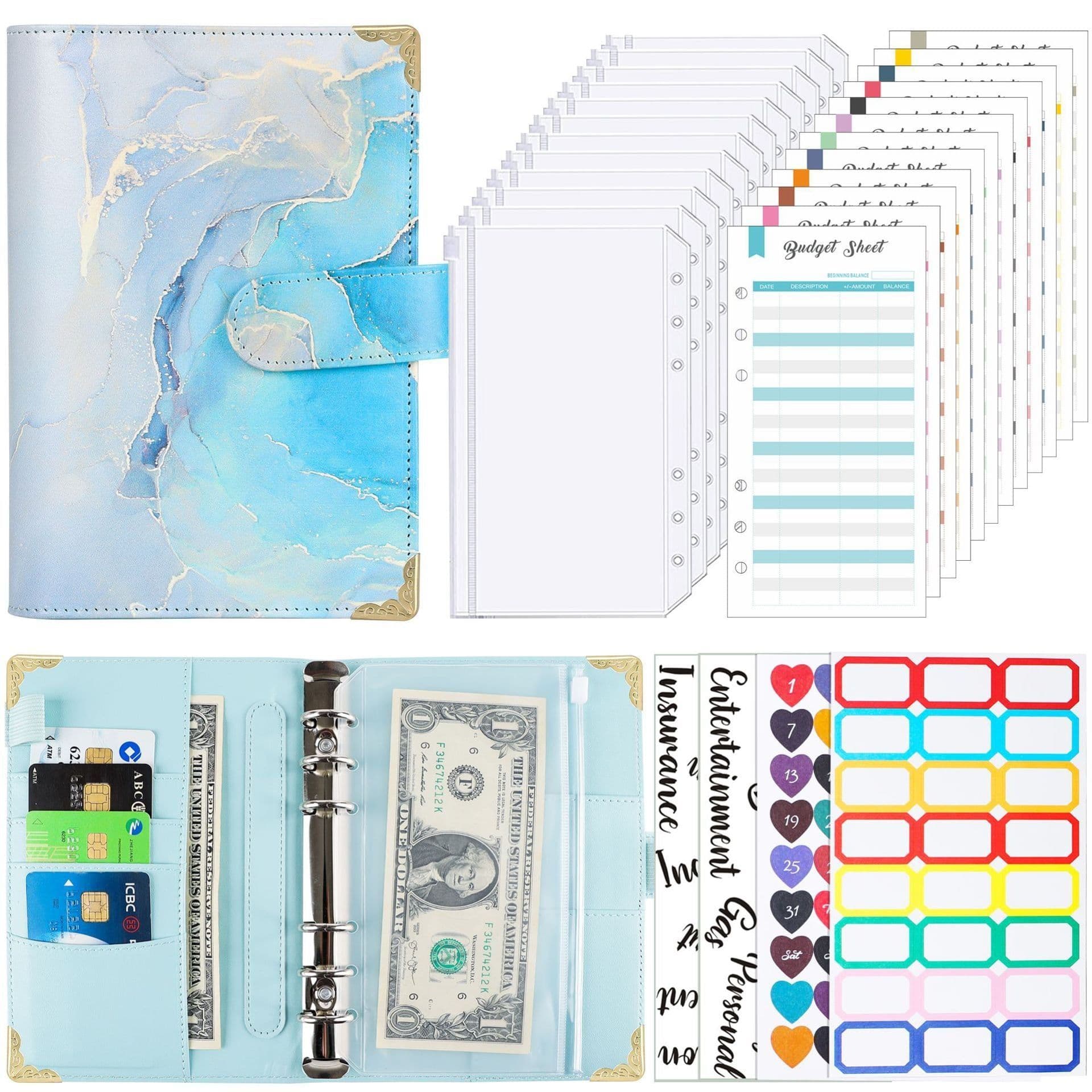 image-A6 Loose Spiral Notebook Budget Book Color Picture Printing Notebook Book Leather PU Journal Book Loose-leaf Binder Journal Book