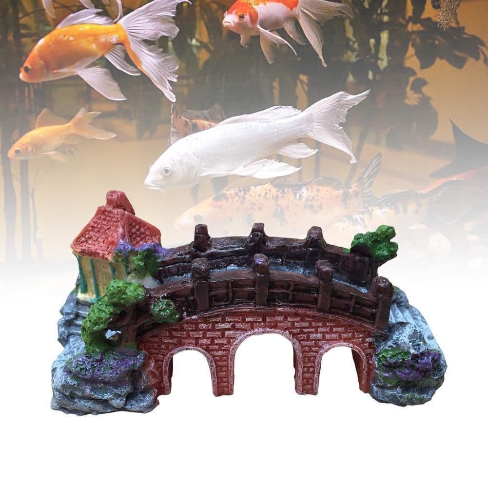 image-Fish Tank Aquarium Landscape Rockery Fake Bridge Landscaping Decoration Package Fish Globe Decorative Simulation Bridge Rockery Stone