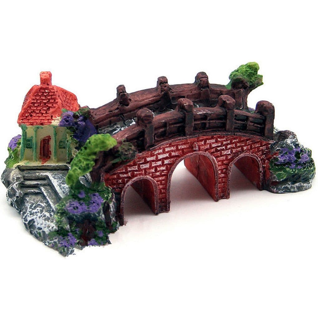 image-Fish Tank Aquarium Landscape Rockery Fake Bridge Landscaping Decoration Package Fish Globe Decorative Simulation Bridge Rockery Stone