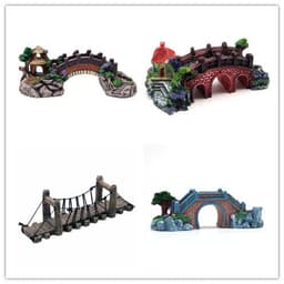 image-Fish Tank Aquarium Landscape Rockery Fake Bridge Landscaping Decoration Package Fish Globe Decorative Simulation Bridge Rockery Stone