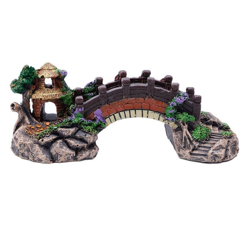 image-Fish Tank Aquarium Landscape Rockery Fake Bridge Landscaping Decoration Package Fish Globe Decorative Simulation Bridge Rockery Stone
