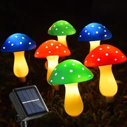 image-Solar-powered String Lights Plastic Mushroom Lamp String Lights