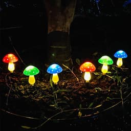 image-Solar-powered String Lights Plastic Mushroom Lamp String Lights