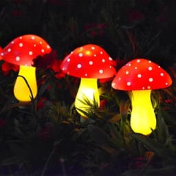 image-Solar-powered String Lights Plastic Mushroom Lamp String Lights