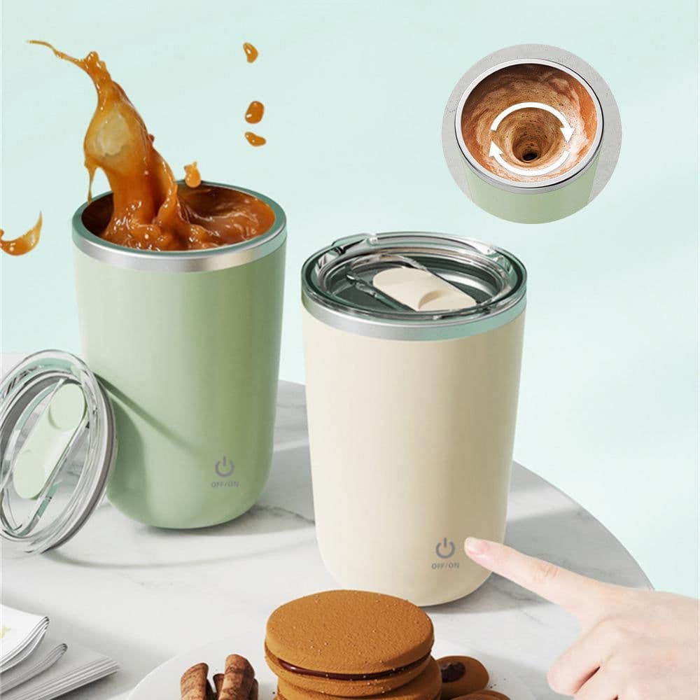 image-350ml Automatic Self Stirring Mug Coffee Milk Juice Mixing Cup Electric Stainless Steel Lazy Rotating Mug Magnetic Stirring Cup Kitchen Gadgets