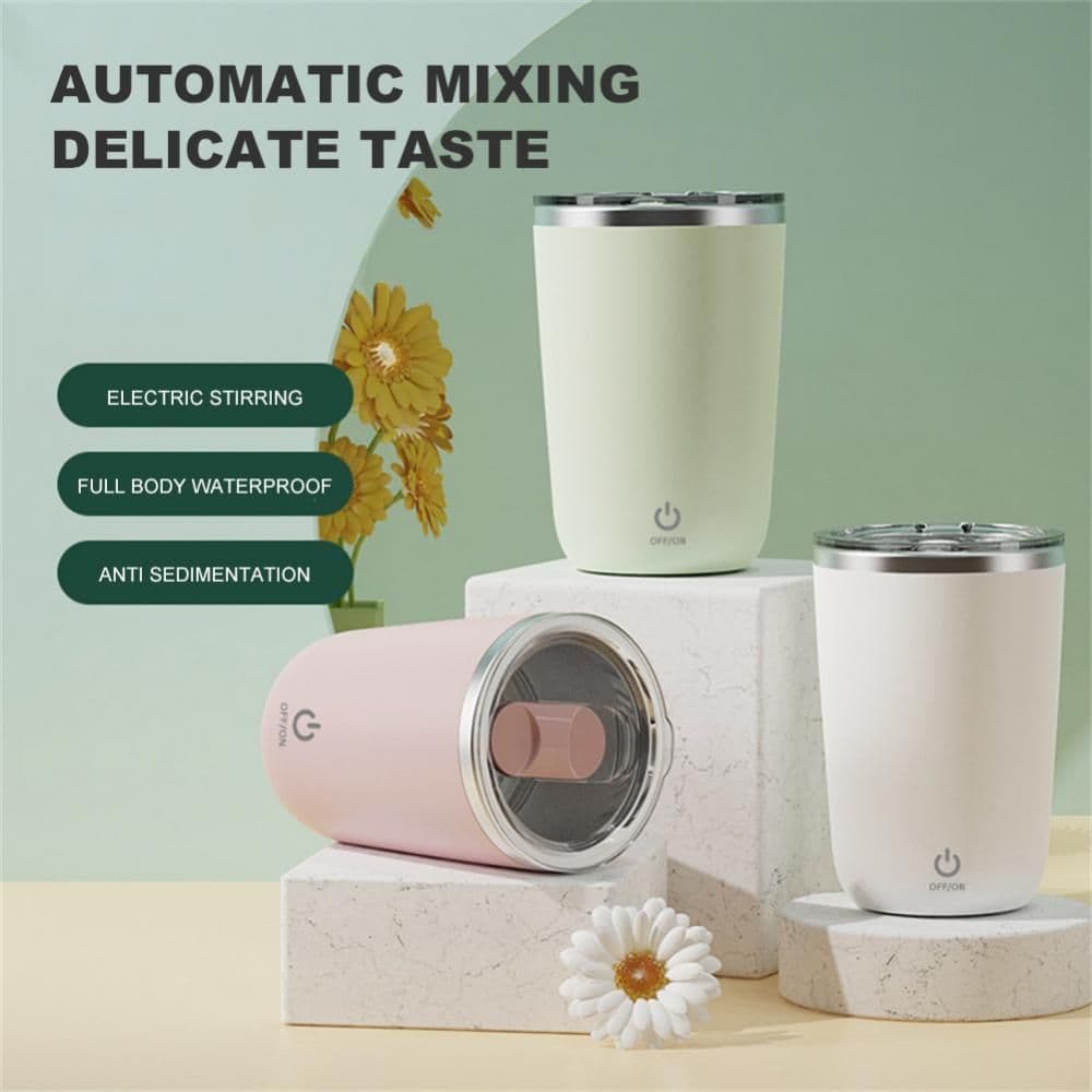 image-350ml Automatic Self Stirring Mug Coffee Milk Juice Mixing Cup Electric Stainless Steel Lazy Rotating Mug Magnetic Stirring Cup Kitchen Gadgets