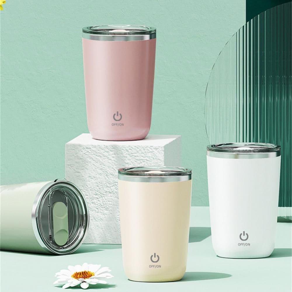 image-350ml Automatic Self Stirring Mug Coffee Milk Juice Mixing Cup Electric Stainless Steel Lazy Rotating Mug Magnetic Stirring Cup Kitchen Gadgets