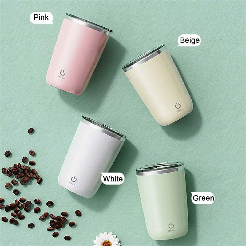 image-350ml Automatic Self Stirring Mug Coffee Milk Juice Mixing Cup Electric Stainless Steel Lazy Rotating Mug Magnetic Stirring Cup Kitchen Gadgets