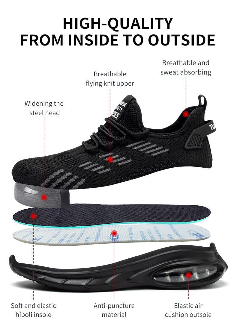 image-Anti-smashing And Anti-penetration Fly Woven Mesh Cushion Insole Lightweight Breathable And Comfortable Work Safety Shoes