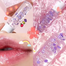 image-Beads Transparent Pearlescent White Base Lip Gloss Transparent Lip Gloss Nourishing Moisturizing Lip Gloss