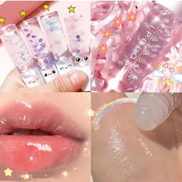 image-Beads Transparent Pearlescent White Base Lip Gloss Transparent Lip Gloss Nourishing Moisturizing Lip Gloss