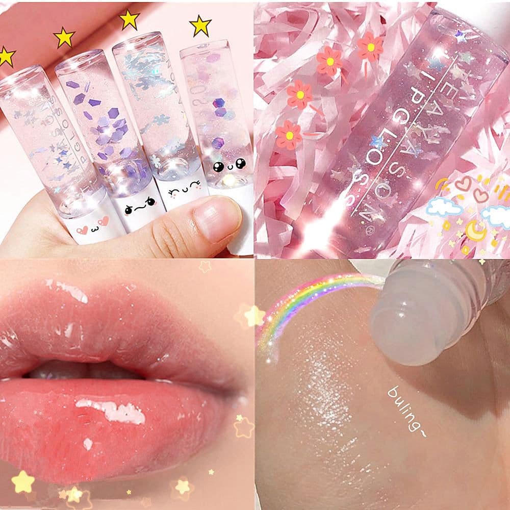 image-Beads Transparent Pearlescent White Base Lip Gloss Transparent Lip Gloss Nourishing Moisturizing Lip Gloss