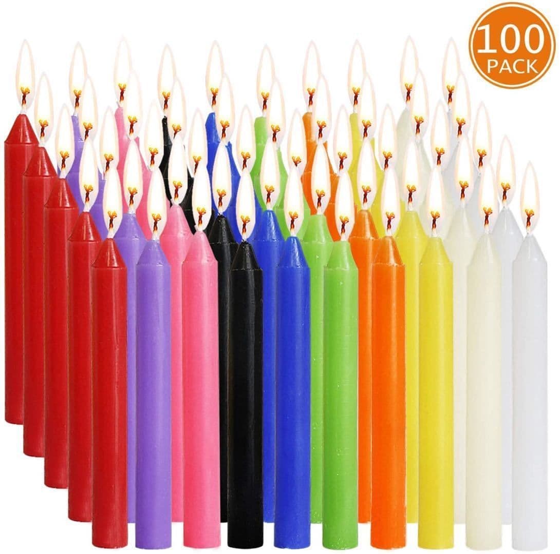 image-Christmas 100 Colorful Birthday Candles Smokeless And Tasteless Pole Candle