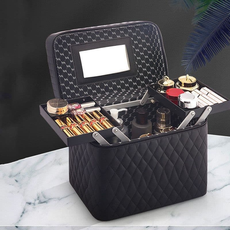 image-Large Capacity Korean Style Portable Cosmetics Storage Box Travel Wash Cosmetic Case