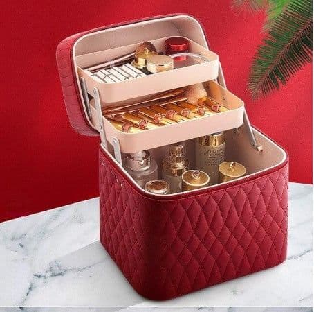 image-Large Capacity Korean Style Portable Cosmetics Storage Box Travel Wash Cosmetic Case