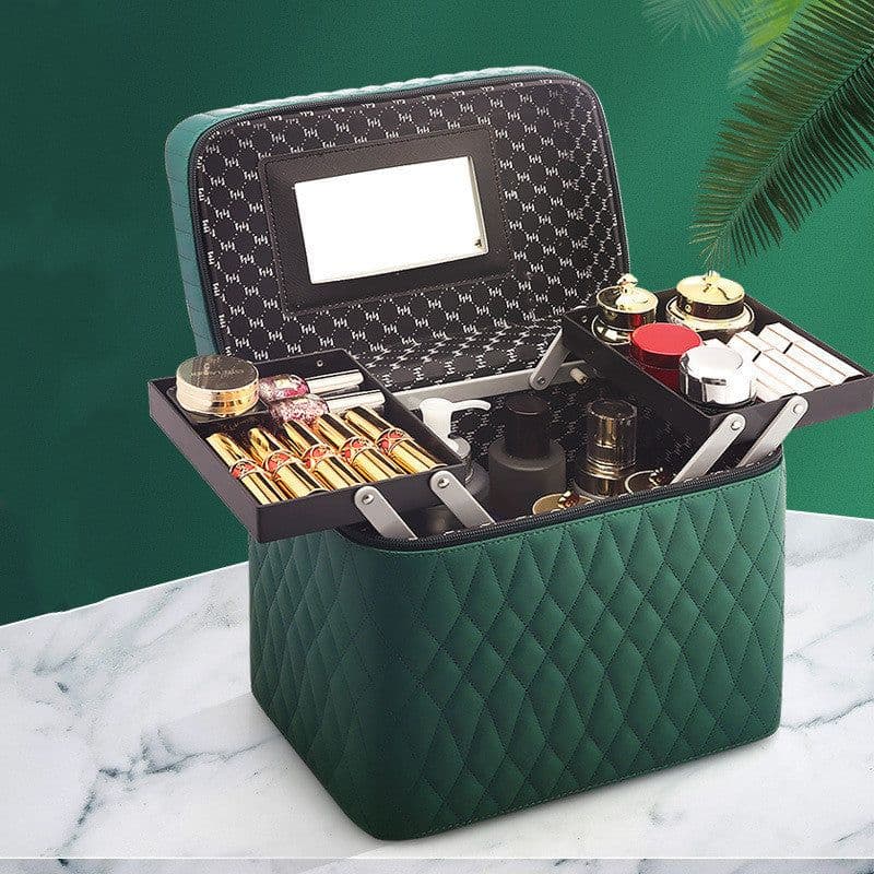 image-Large Capacity Korean Style Portable Cosmetics Storage Box Travel Wash Cosmetic Case