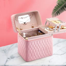 image-Large Capacity Korean Style Portable Cosmetics Storage Box Travel Wash Cosmetic Case