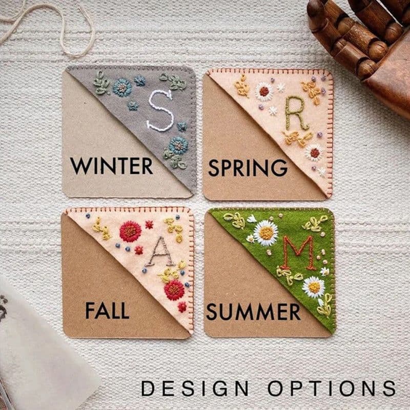 image-Personality Handmade Embroidery Corner Bookmark Felt Triangle Mark