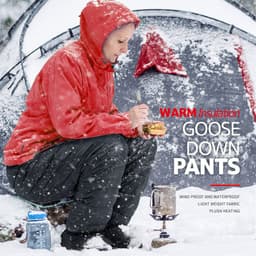 image-Outdoor Waterproof Inner Wear Men Women Mountaineering Camping Warm Winter White Goose Sweat Pants