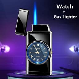 image-Personalized Creative Multifunctional Electronic Watch Cigarette Lighter-in-one Body Multi-purpose LED Flashing Lamp Gift Lighter