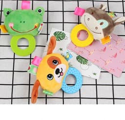 image-Cartoon Animal Teether Handbell Baby Grabbing Molar Doll 0-1 Years Old Baby Early Education Toys