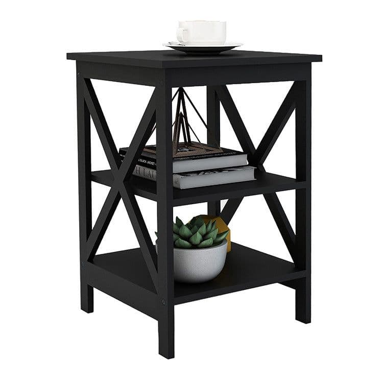 image-Sofa Small Coffee Table X-type Three-layer Partition Storage Side Table