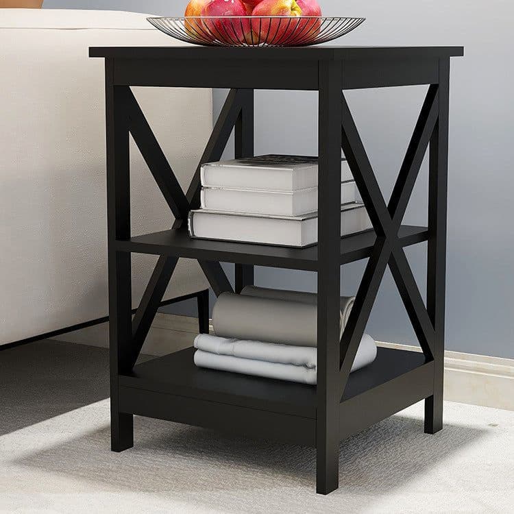 image-Sofa Small Coffee Table X-type Three-layer Partition Storage Side Table