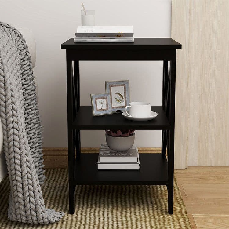 image-Sofa Small Coffee Table X-type Three-layer Partition Storage Side Table