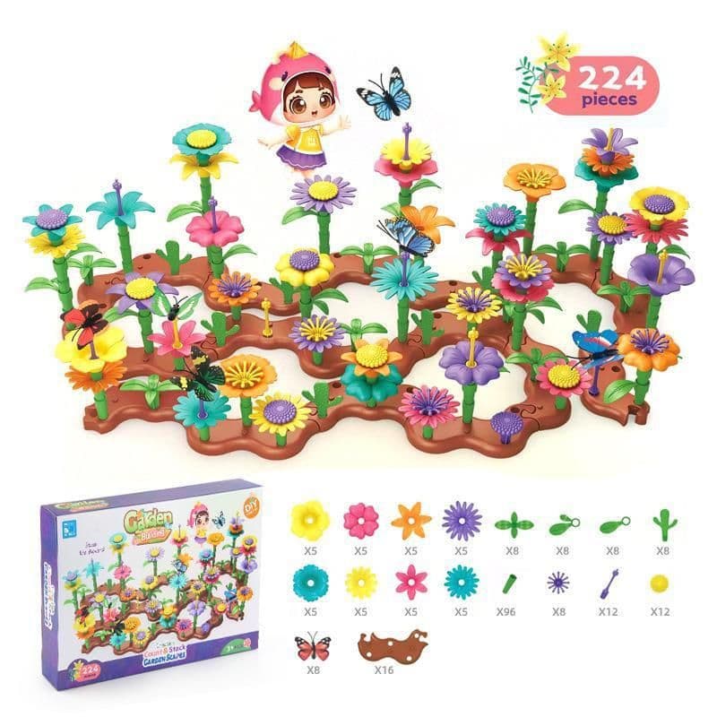image-Variety Mosaic Garden Set Handmade Flower Arrangement DIY Assembled Girl Toys