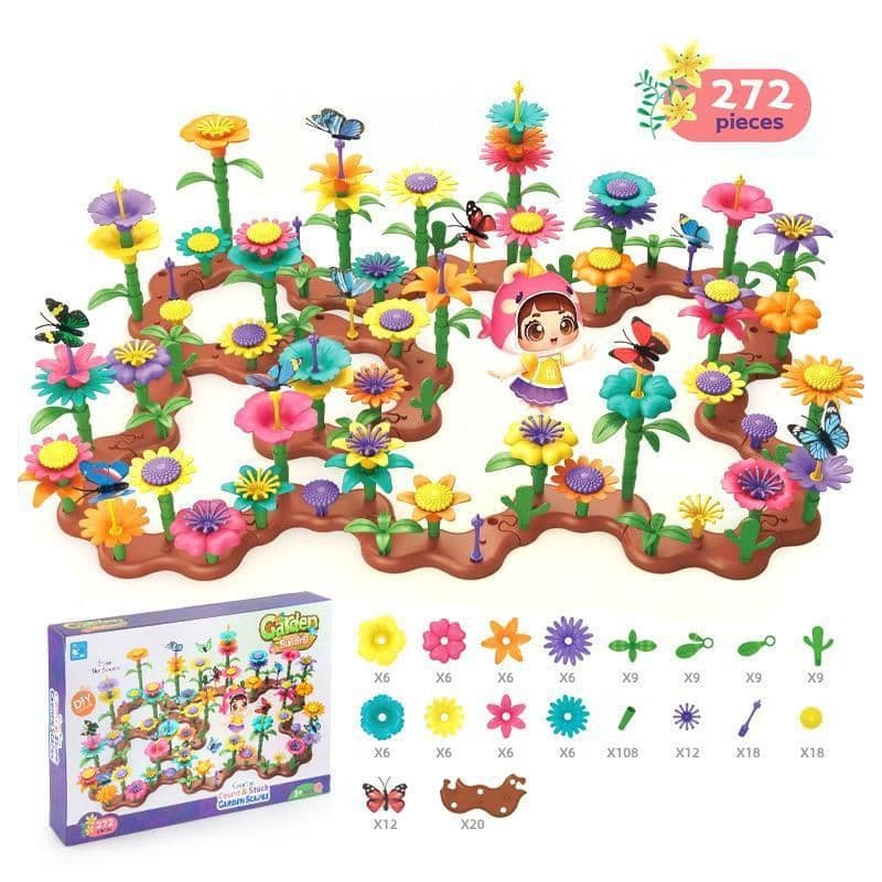 image-Variety Mosaic Garden Set Handmade Flower Arrangement DIY Assembled Girl Toys