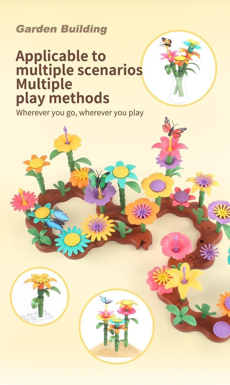 image-Variety Mosaic Garden Set Handmade Flower Arrangement DIY Assembled Girl Toys
