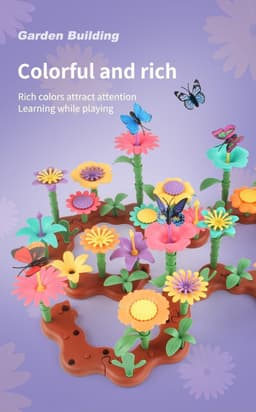 image-Variety Mosaic Garden Set Handmade Flower Arrangement DIY Assembled Girl Toys